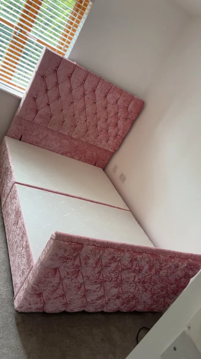Pink velvet bed