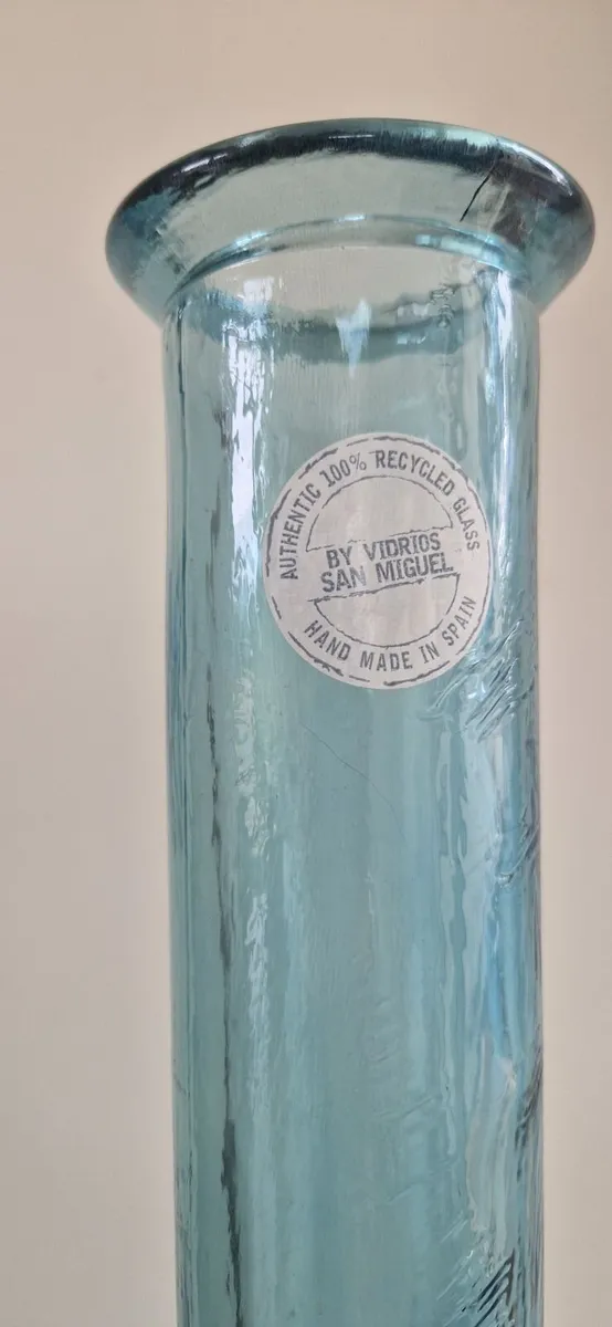 Large hand made aqua blue vase. - Image 3