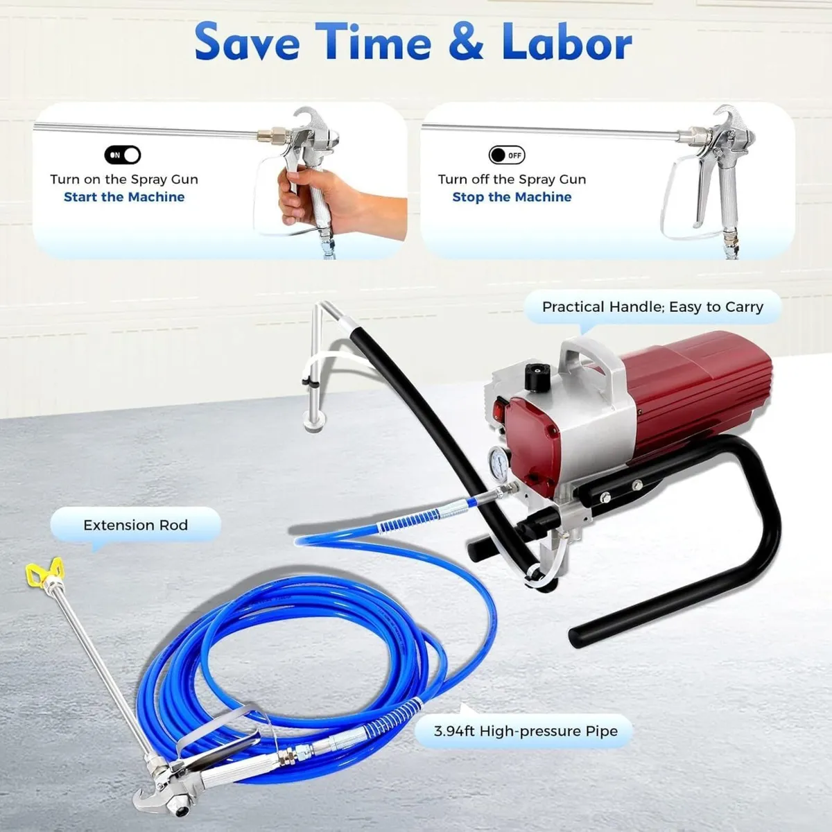 1800W High-Pressure Airless Paint Sprayer with 10m - Image 4