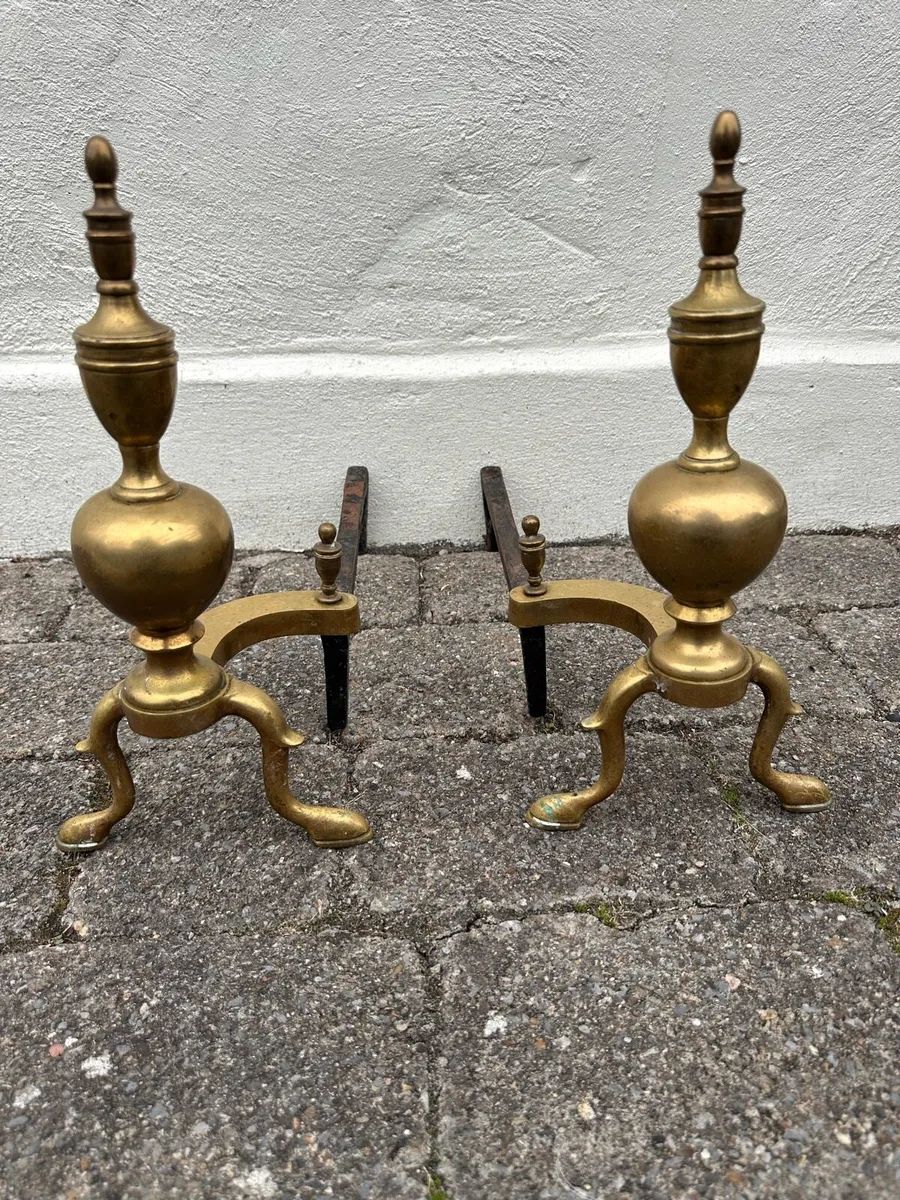 Fireside brass dogs - Image 1