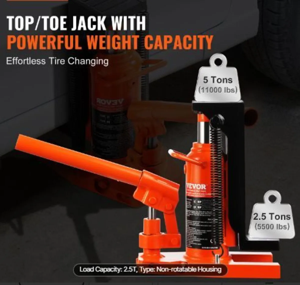 Hydraulic Toe Jack, 2.5 Ton/2268 kg - Image 2