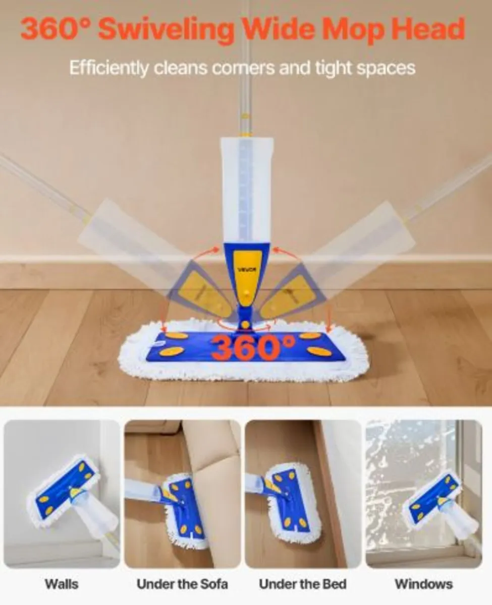 Spray Mop, with 3 Washable Pads for Dry and Wet - Image 2