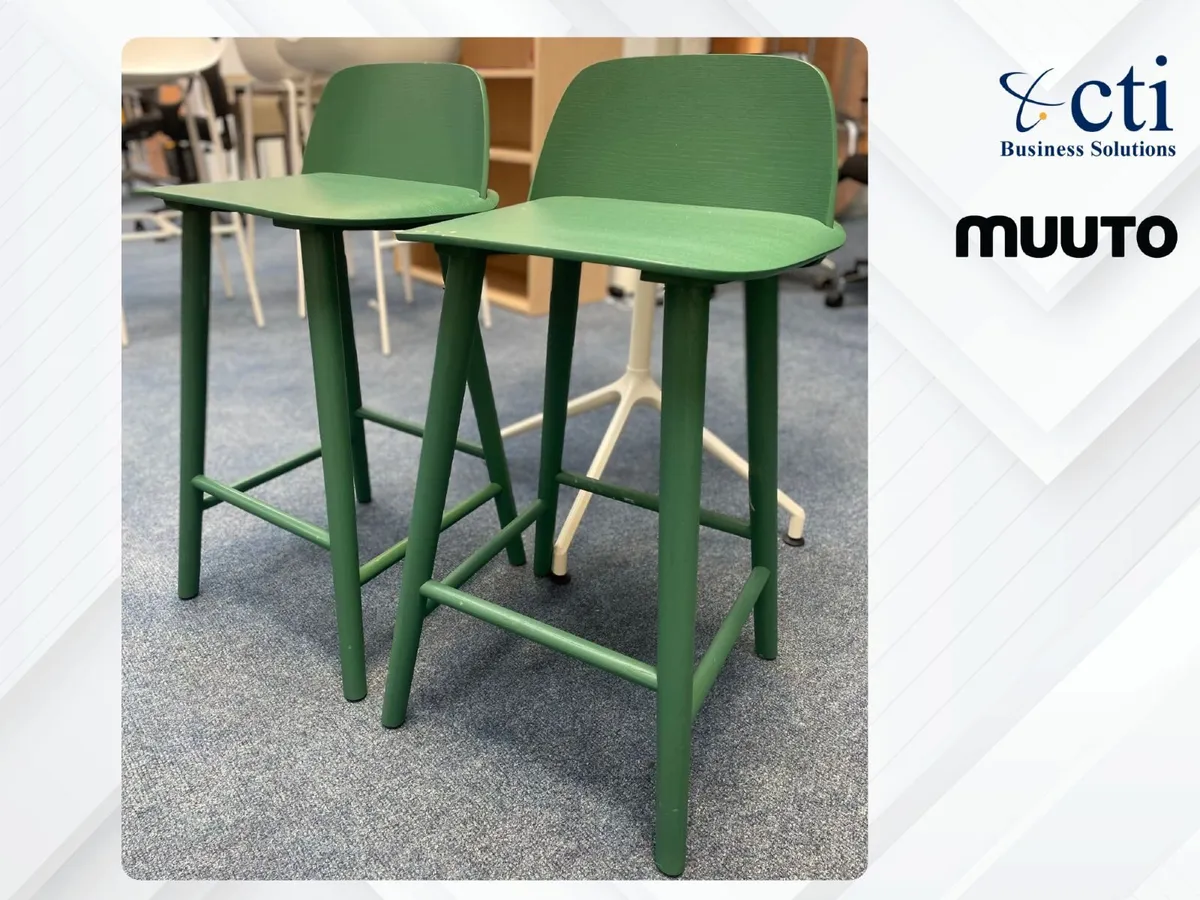 2 x Green "Muuto" Canteen Stools - Image 1