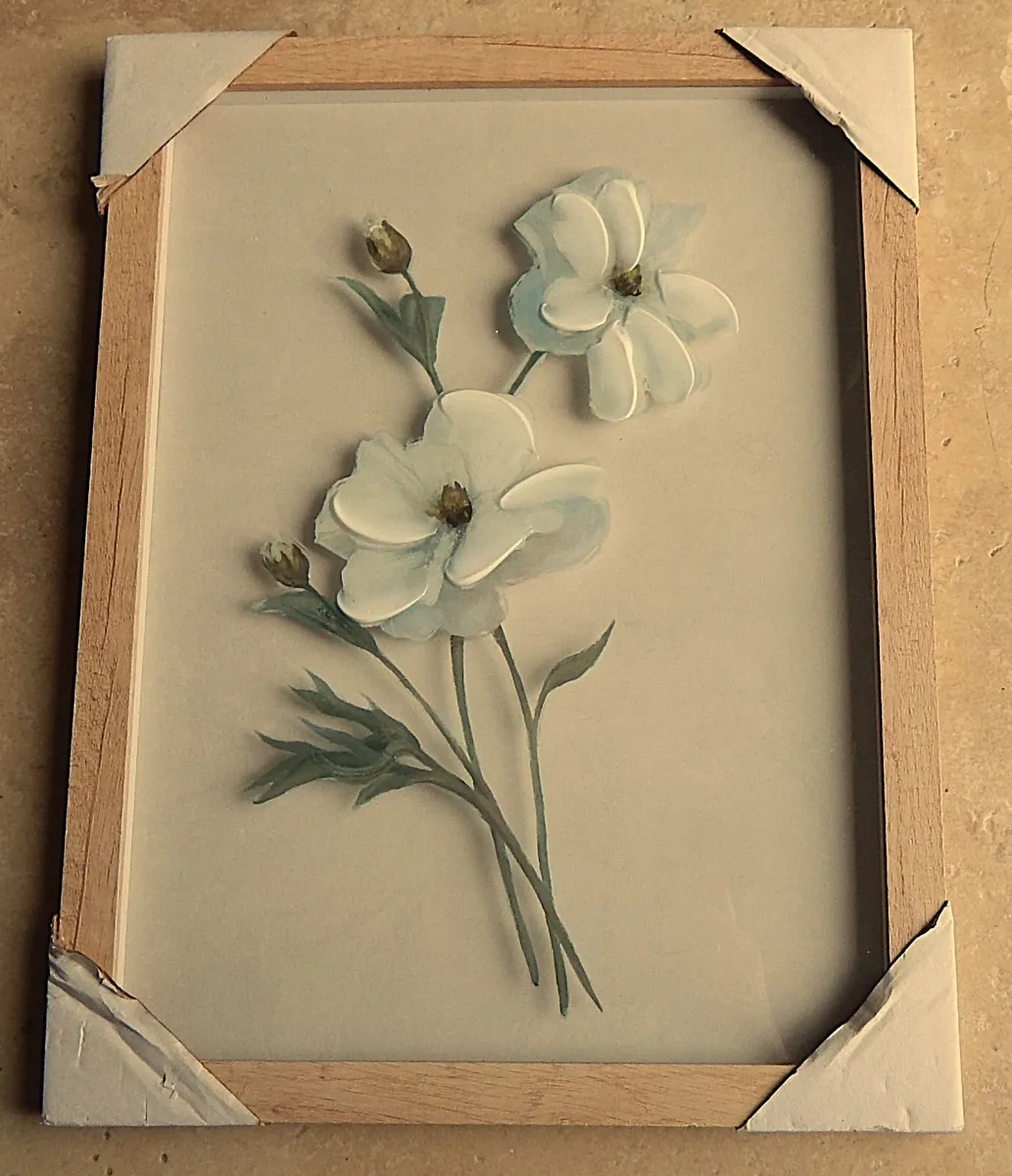 Pair of Floral Art on Glass Paintings - Image 2