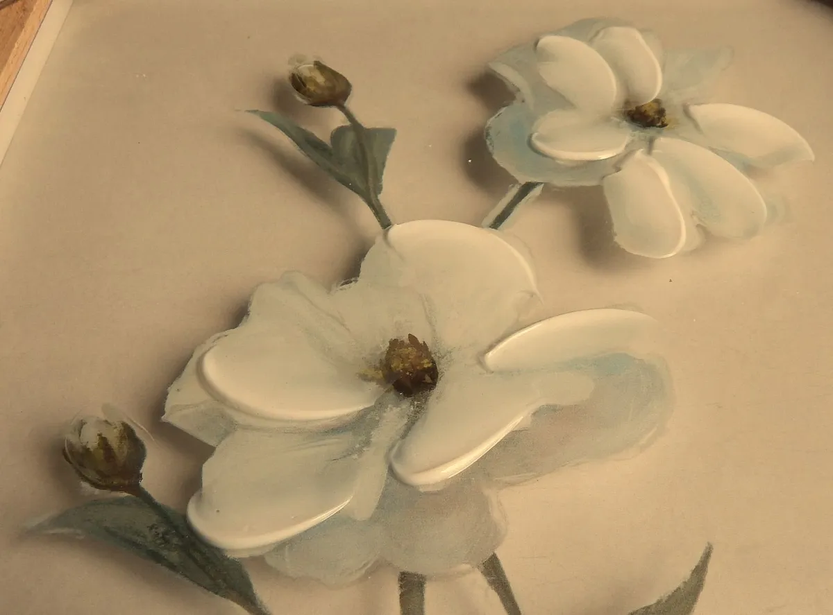 Pair of Floral Art on Glass Paintings - Image 4