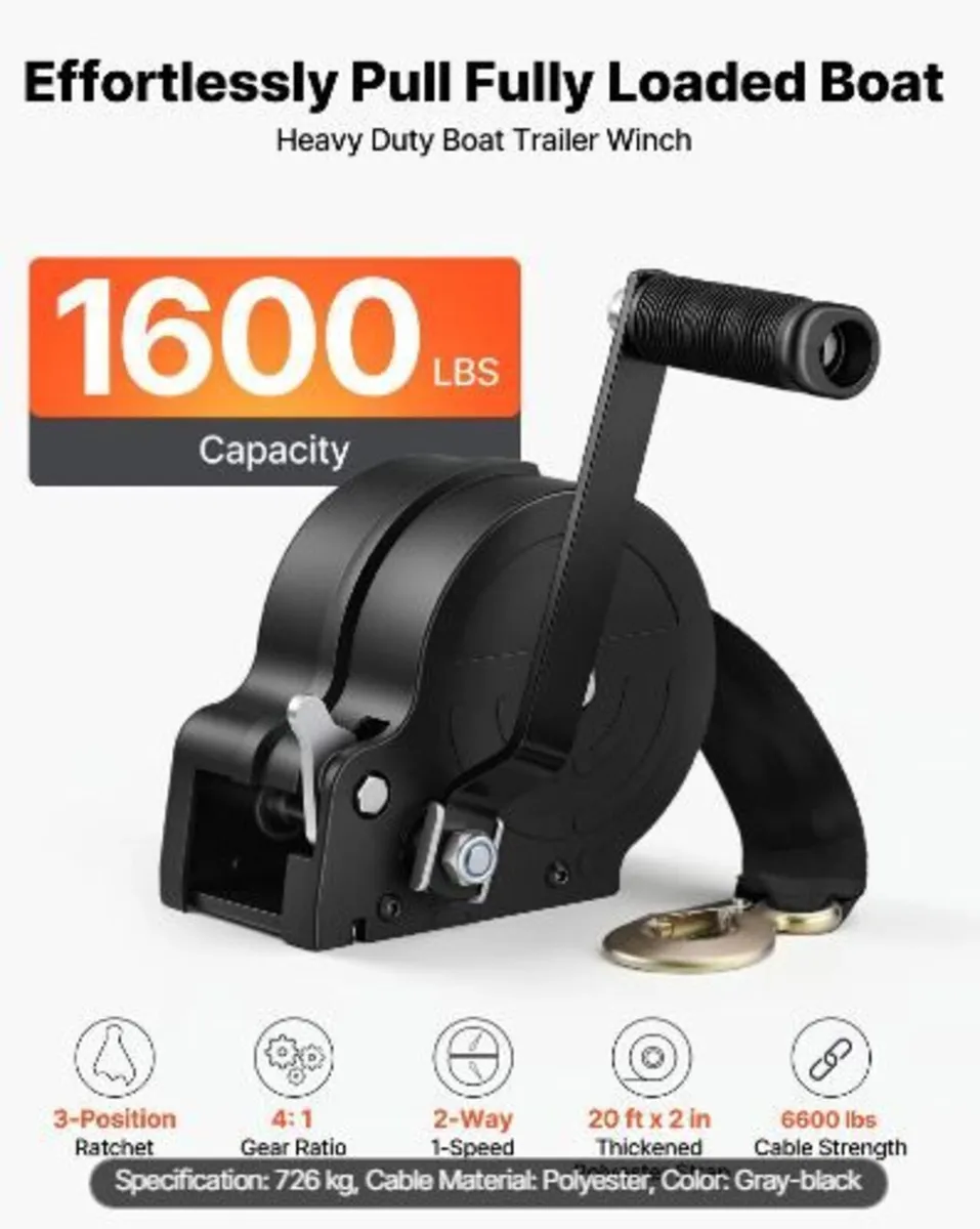 Boat Winch, 726 kg Hand Winch - Image 2