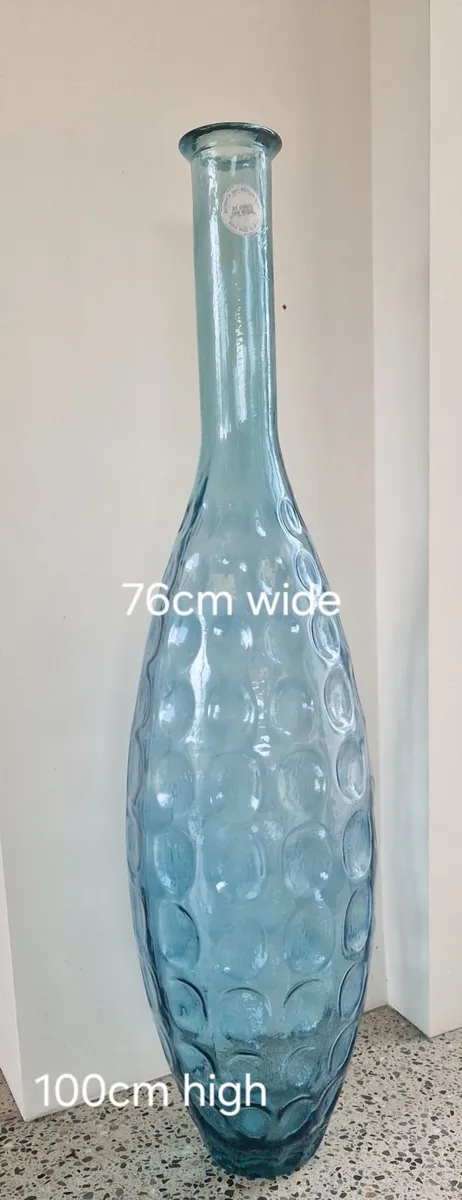 Large hand made aqua blue vase. - Image 1