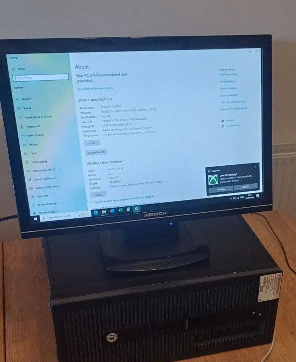HP Prodesk 600 desktop PC i5, 500 GB Window 10 Pro - Image 1