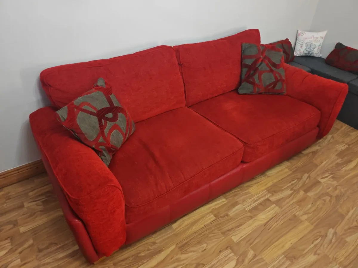 1, 2 and 3 seater couch/Sofa and rug and curtains - Image 1