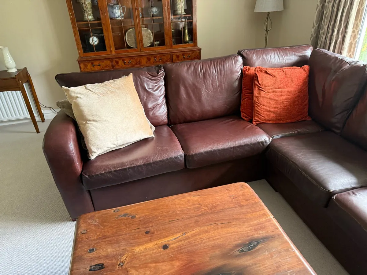 Large Leather Corner Settee - Image 3