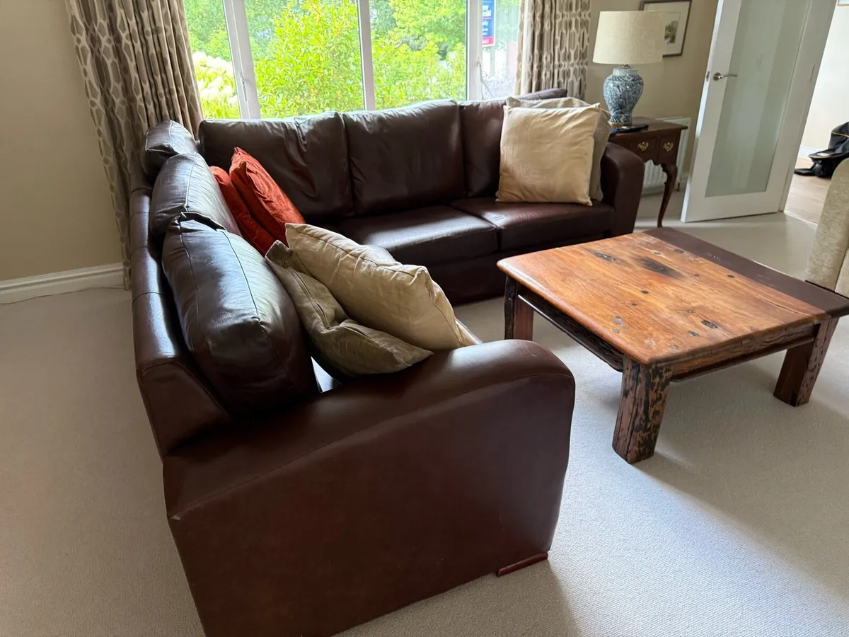 Large Leather Corner Settee - Image 4
