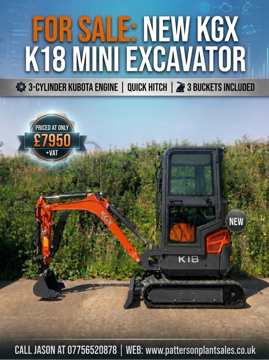 NEW KGX K18 Kubota Powered Mini Digger Excavator - Image 1