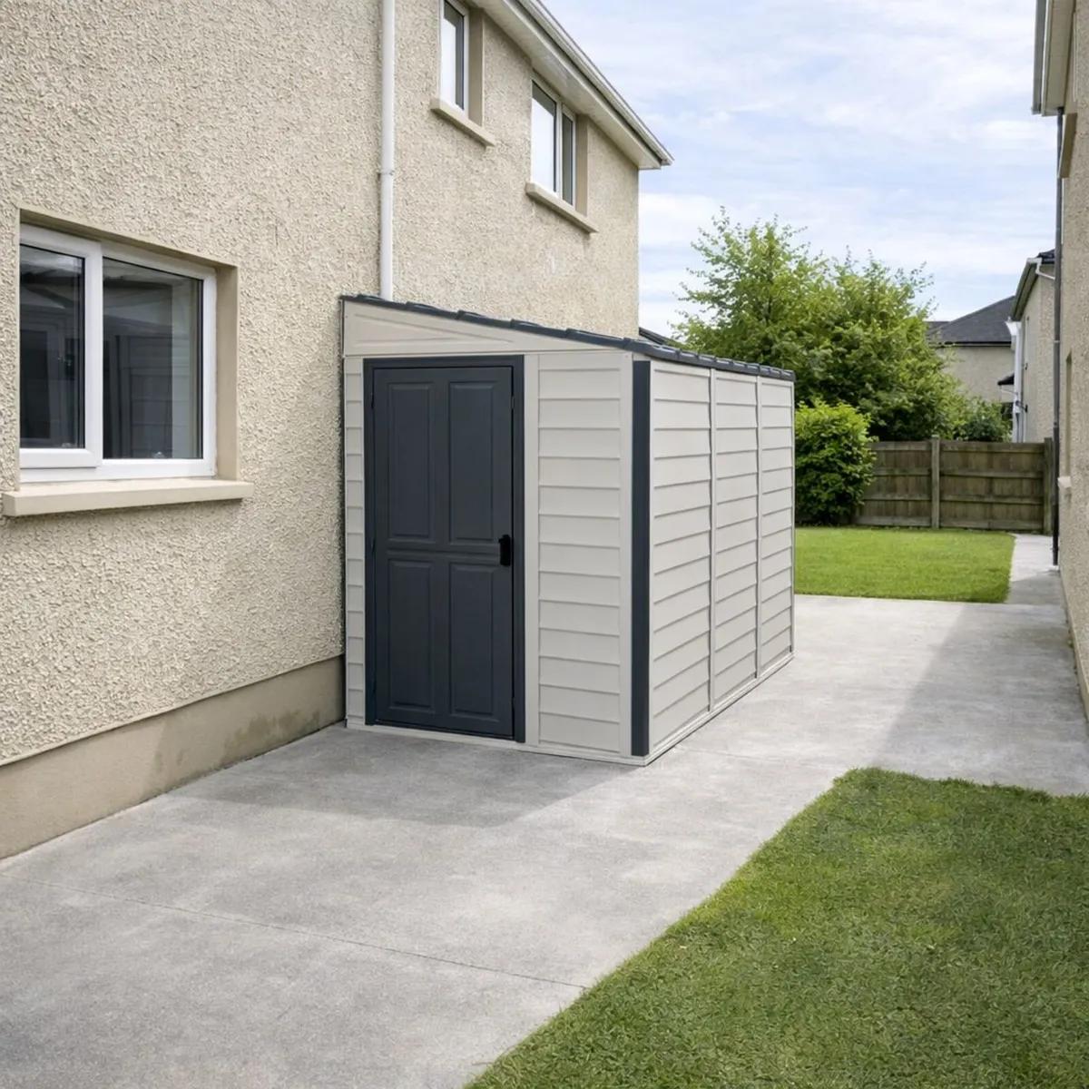🏡 4x8 DURAMAX SIDEMATE VINYL PENT SHED – IN STOCK - Image 1