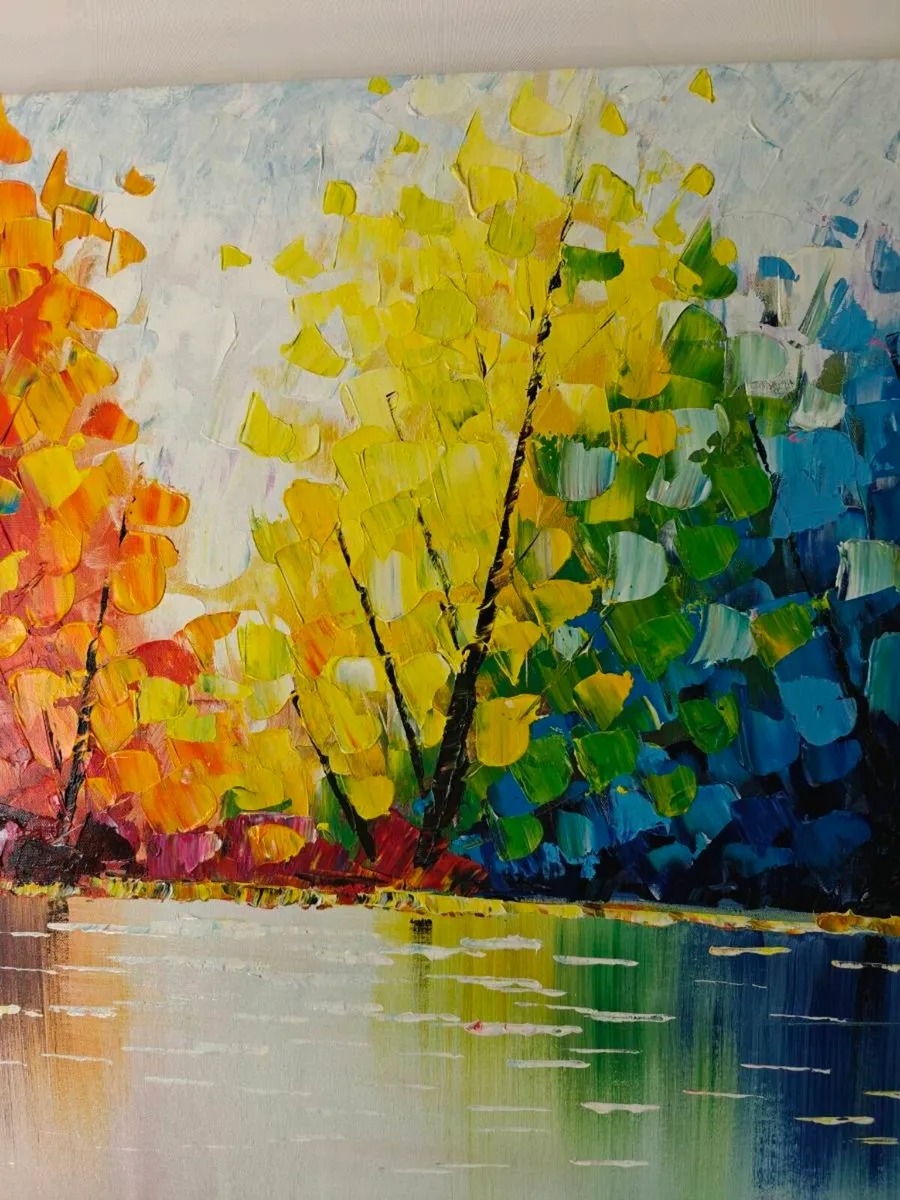 Large Textured Canvas Wall Art – Vibrant Rainbow T - Image 3