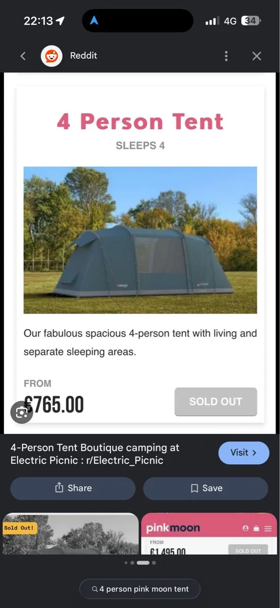 4 man pink moon EP glamping and 2 man tent also - Image 1