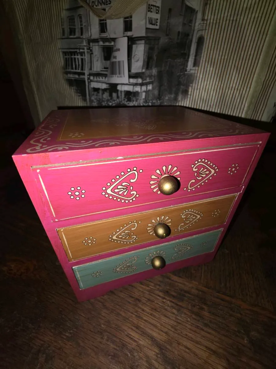 COLOURFUL GERMAN JEWELLERY BOX, Hand Made ! - Image 1