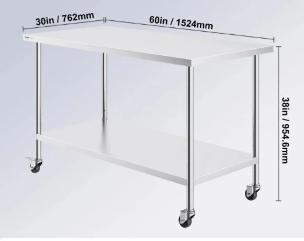 Stainless Steel Work Table 30 x 60 x 38 Inch, - Image 3