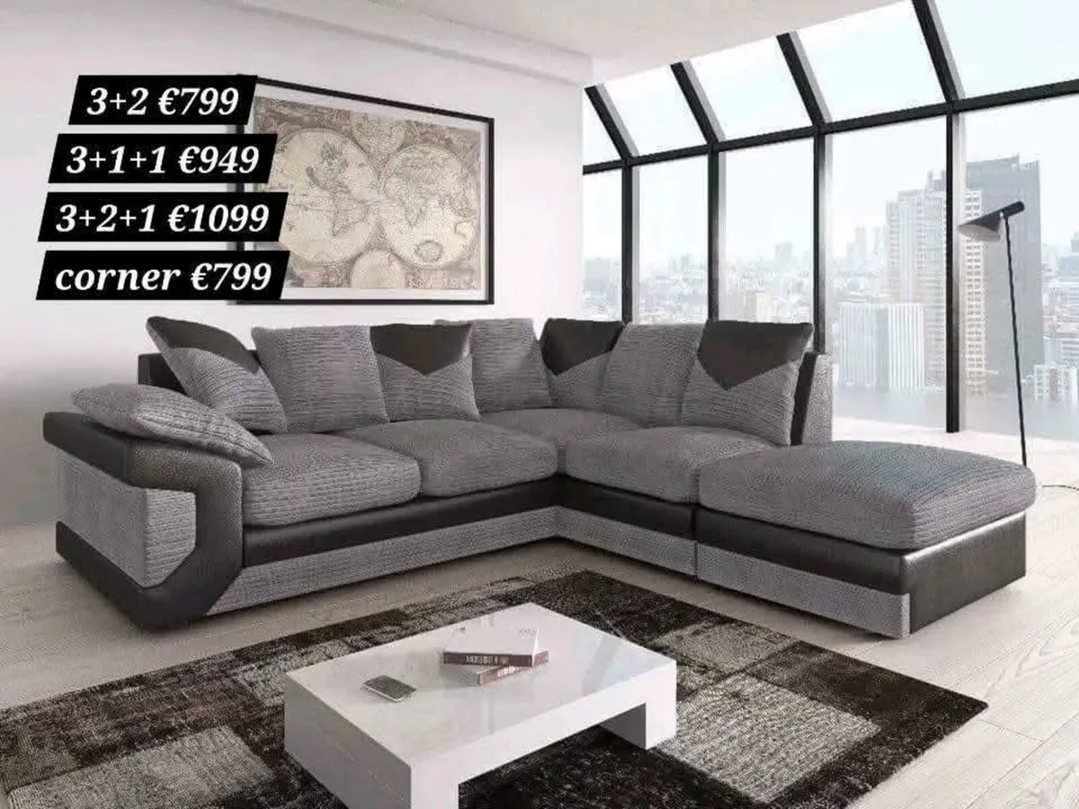 Dino L Shaped Jumbo Cord Fabric Sofa - Image 1