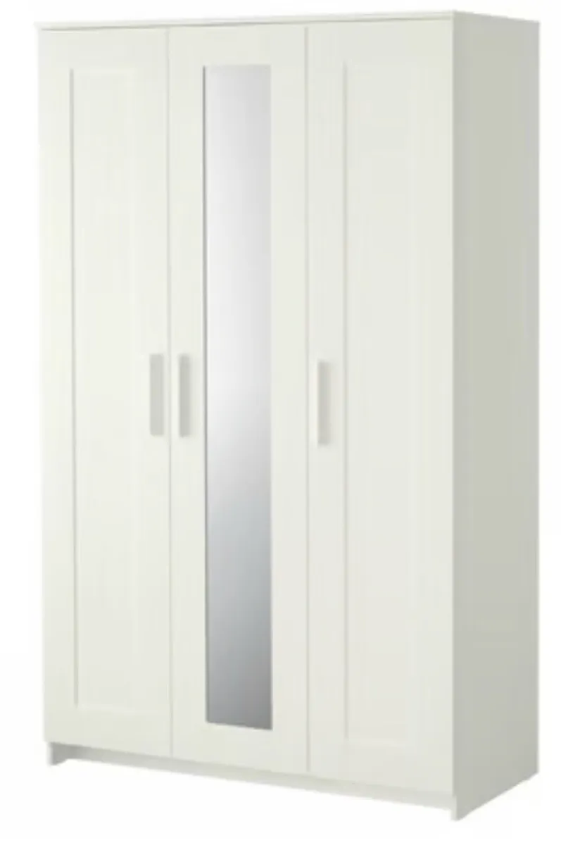 Wardrobe, white, with mirrored door - Image 1