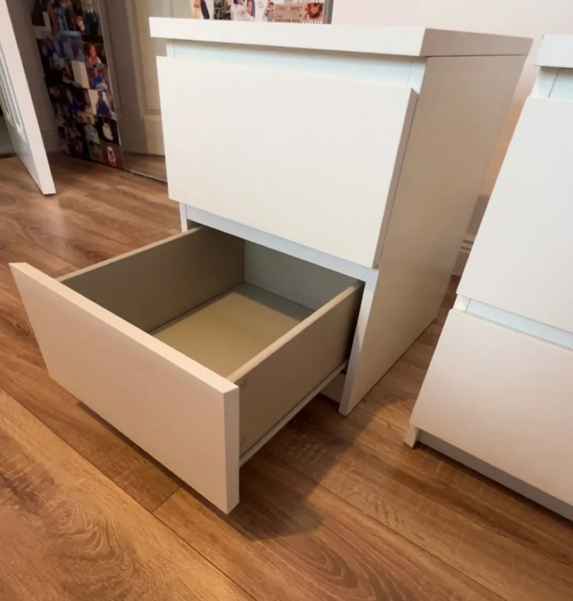 White IKEA 2 drawer bedside tables - Image 3