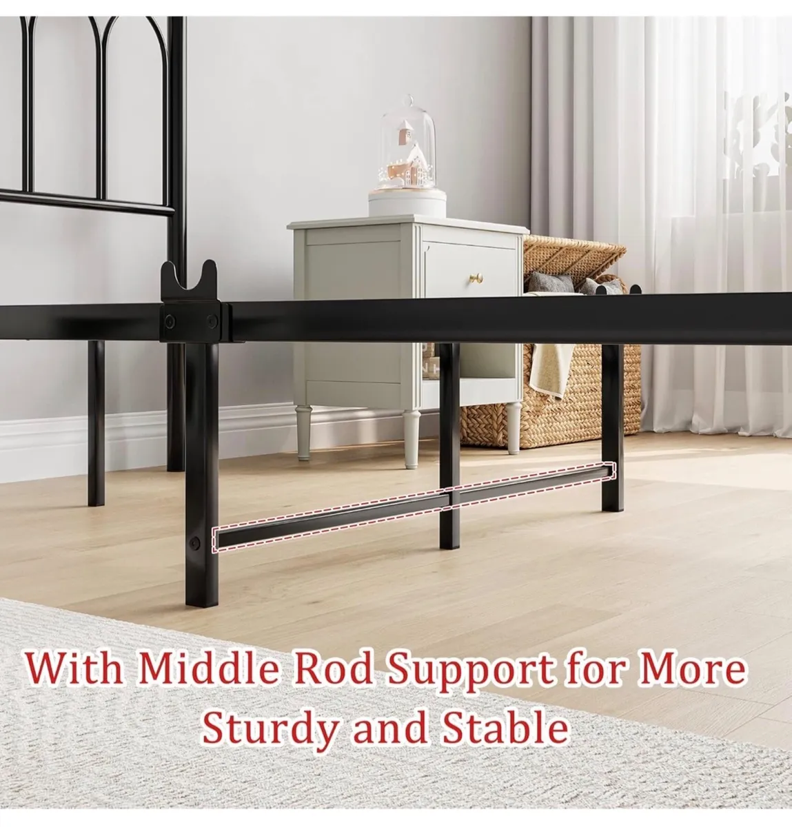 Single Metal Bed Frame 90 x 190 cm with Headboard - Image 3