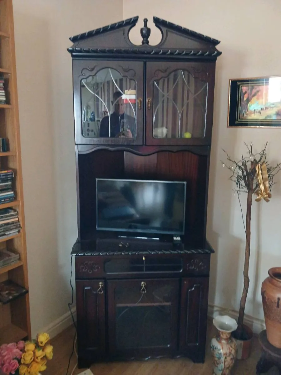 Dark wood and glass cabinet - Image 1