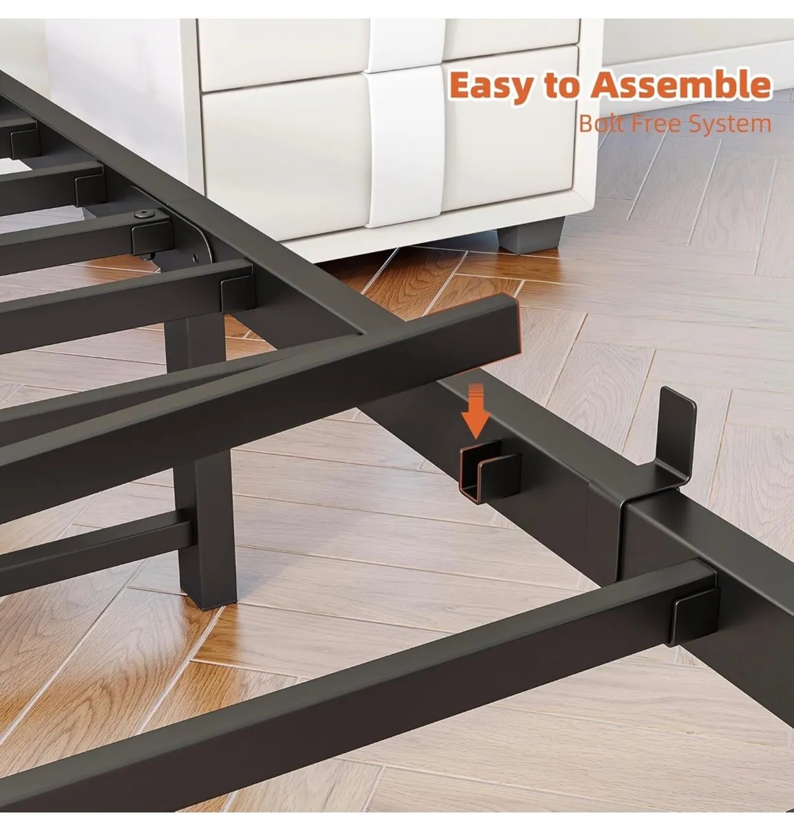 3ft Single Bed Frame with Headboard & LED Lights,H - Image 3