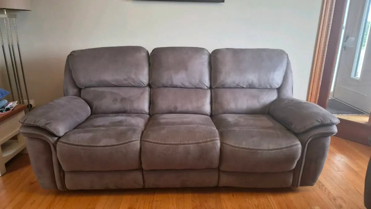 Preston grey 3 seater and 2 seater recliner sofa - Image 1