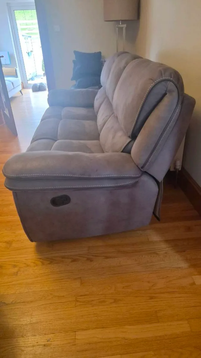 Preston grey 3 seater and 2 seater recliner sofa - Image 4