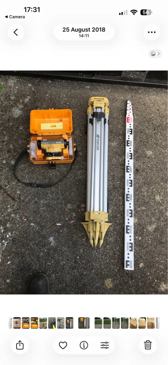 Topcon Dumpy level + legs + staff