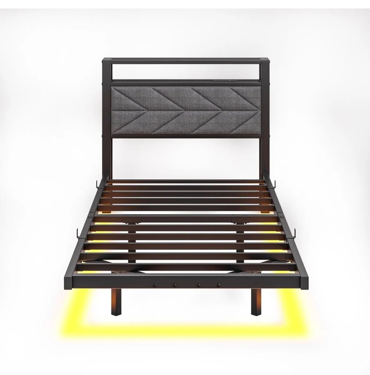 Single Floating Upholstered Bed Frame with Storage - Image 2