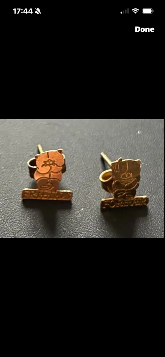 Gold Teddy Bear Earrings - Image 1