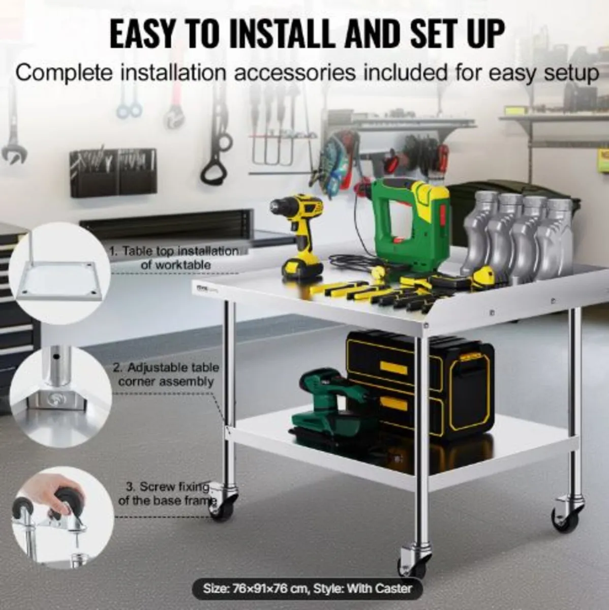 Stainless Steel Work Table 76.2x91.4 cm Commercial - Image 2