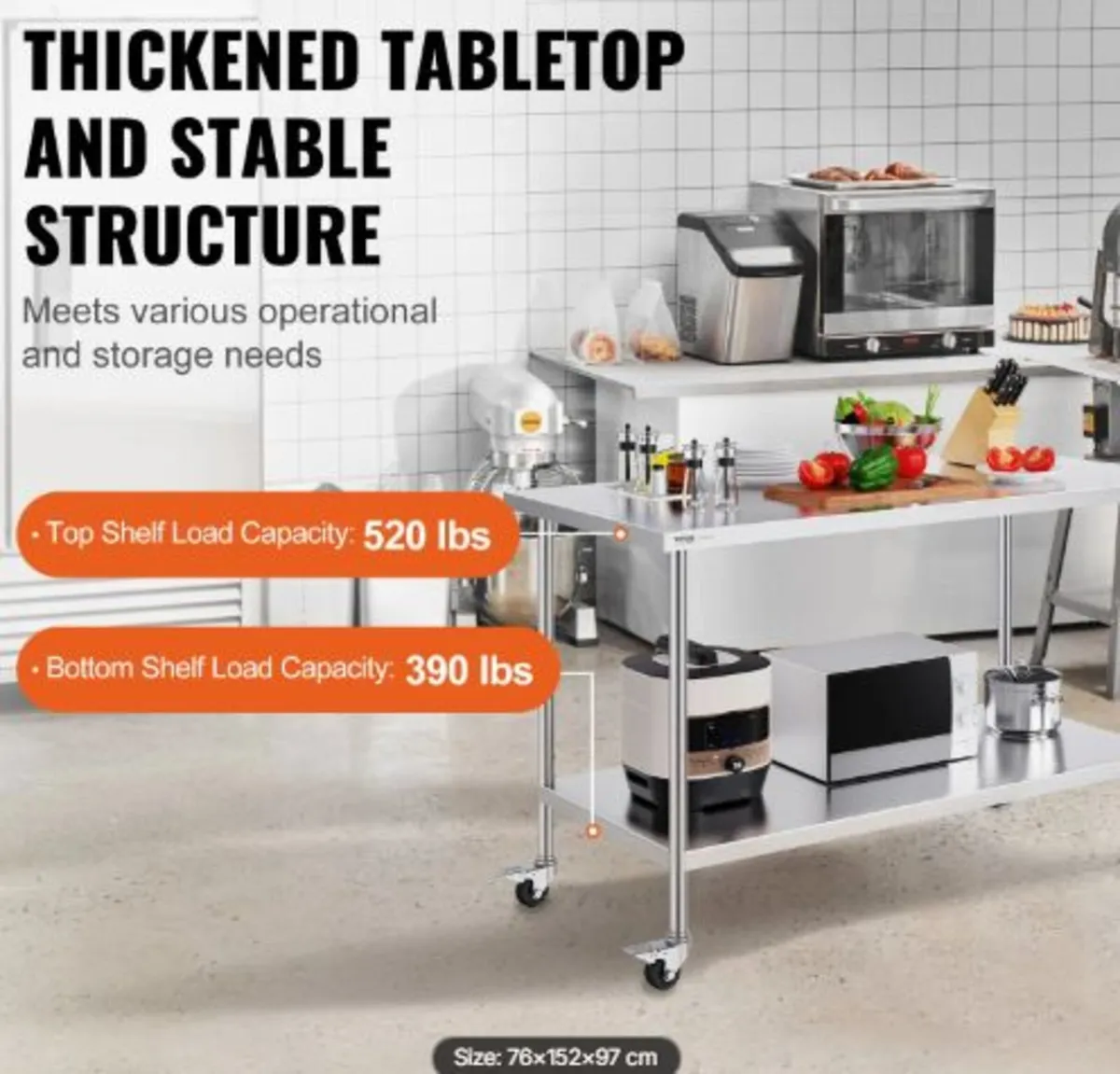 Stainless Steel Work Table 76.2x91.4 cm Commercial - Image 3