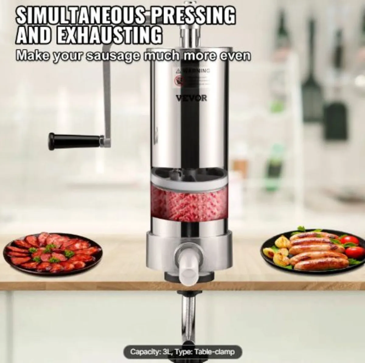 Sausage Stuffer, 5LBS/3L Capacity, 304 Stainless - Image 2