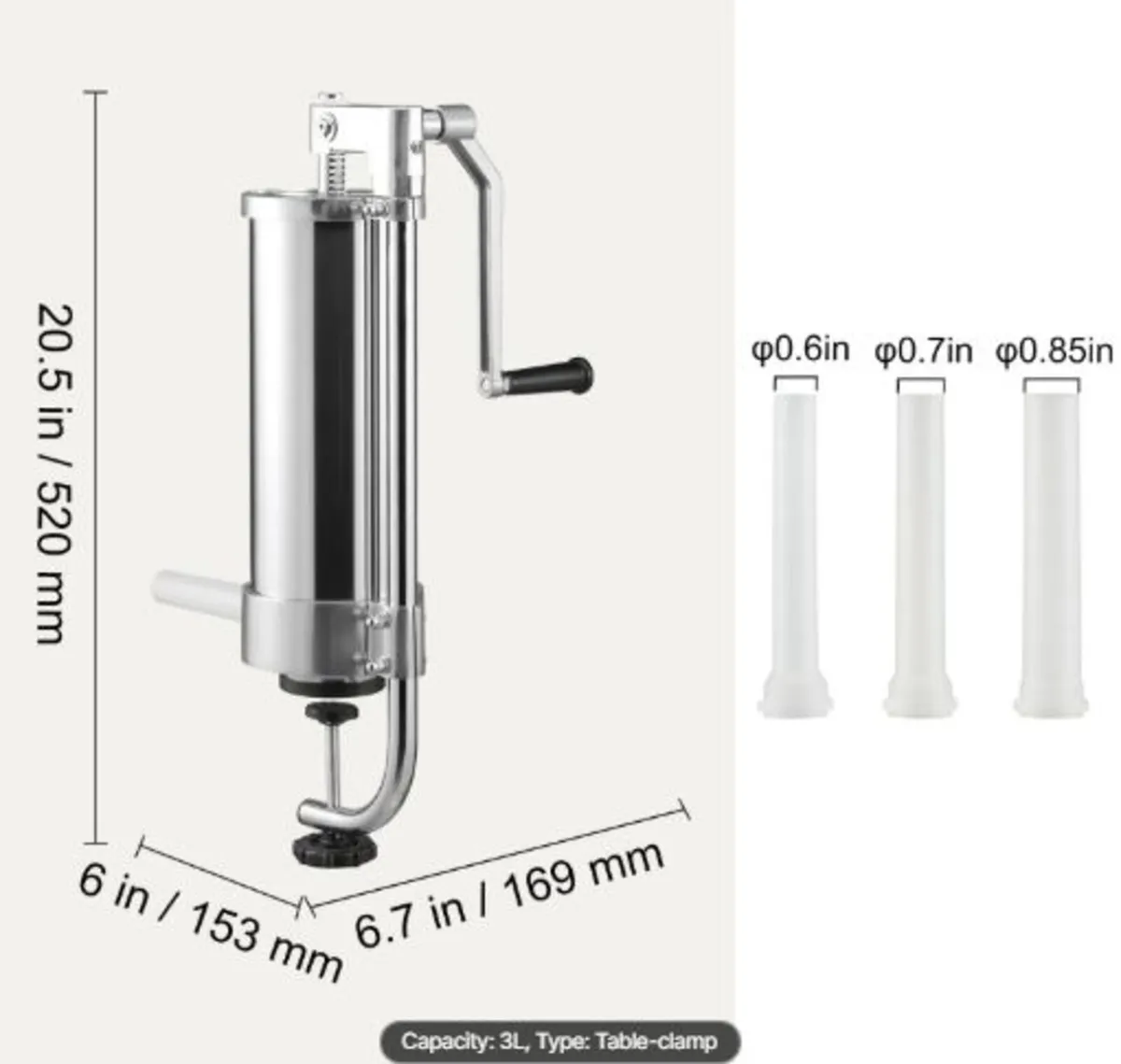 Sausage Stuffer, 5LBS/3L Capacity, 304 Stainless - Image 4