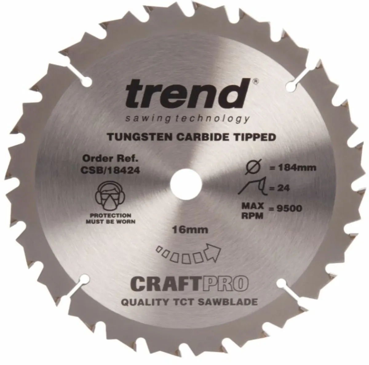 Trend CSB/18424 Saw Blade 184mm x 16mm x 24T - Image 1