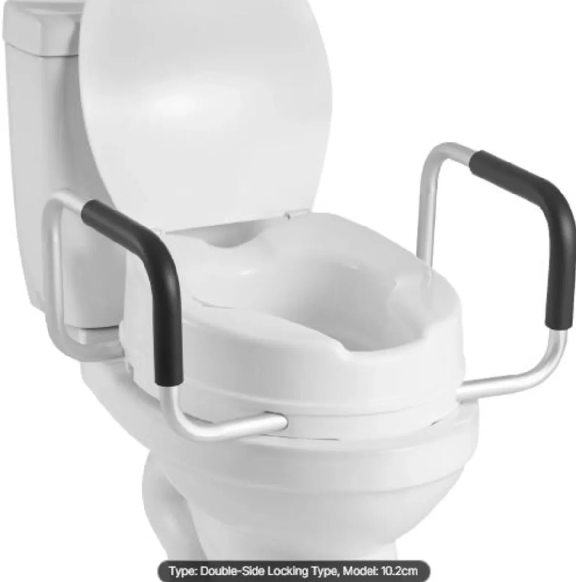 Raised Toilet Seat with Arms,136.1kg Load Capacity - Image 1