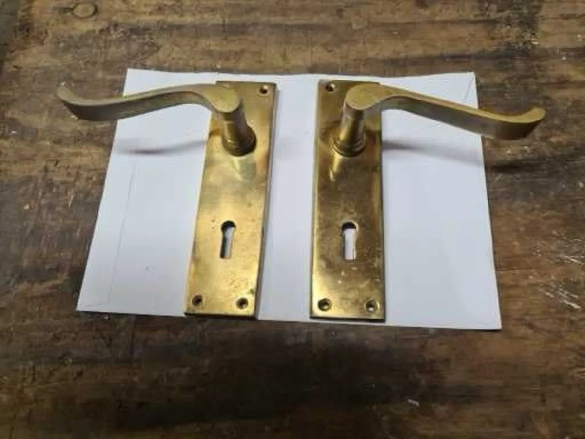 NEW 9 pairs of solid Brass door handles………………………… - Image 1