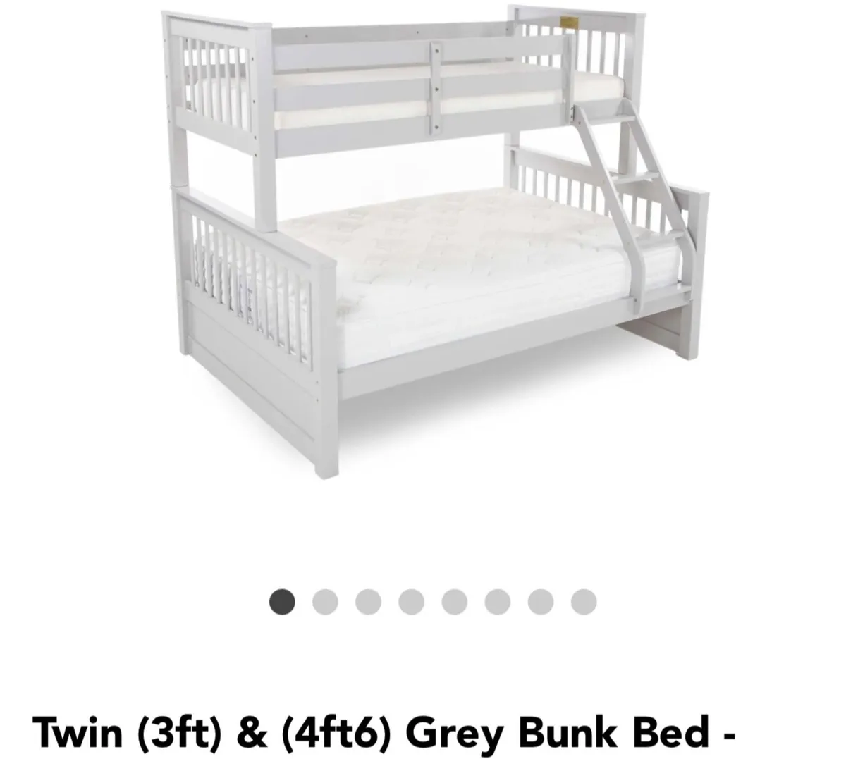 Twin (3ft) & (4ft6) Grey Bunk Bed - Image 1