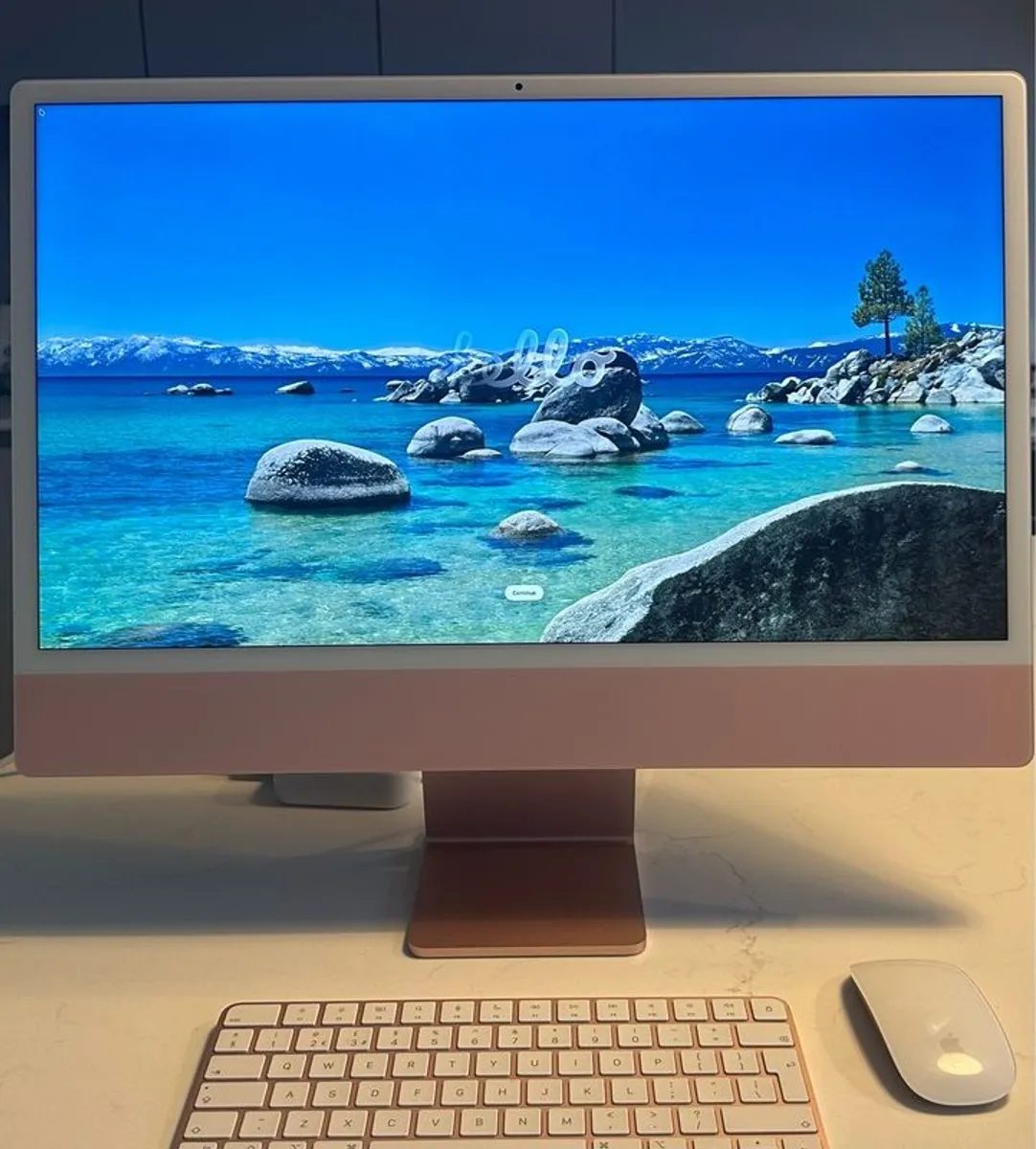 Apple iMac 24 inch M3 8GB 256GB 4.5K Pink Excellent Condition - Image 1