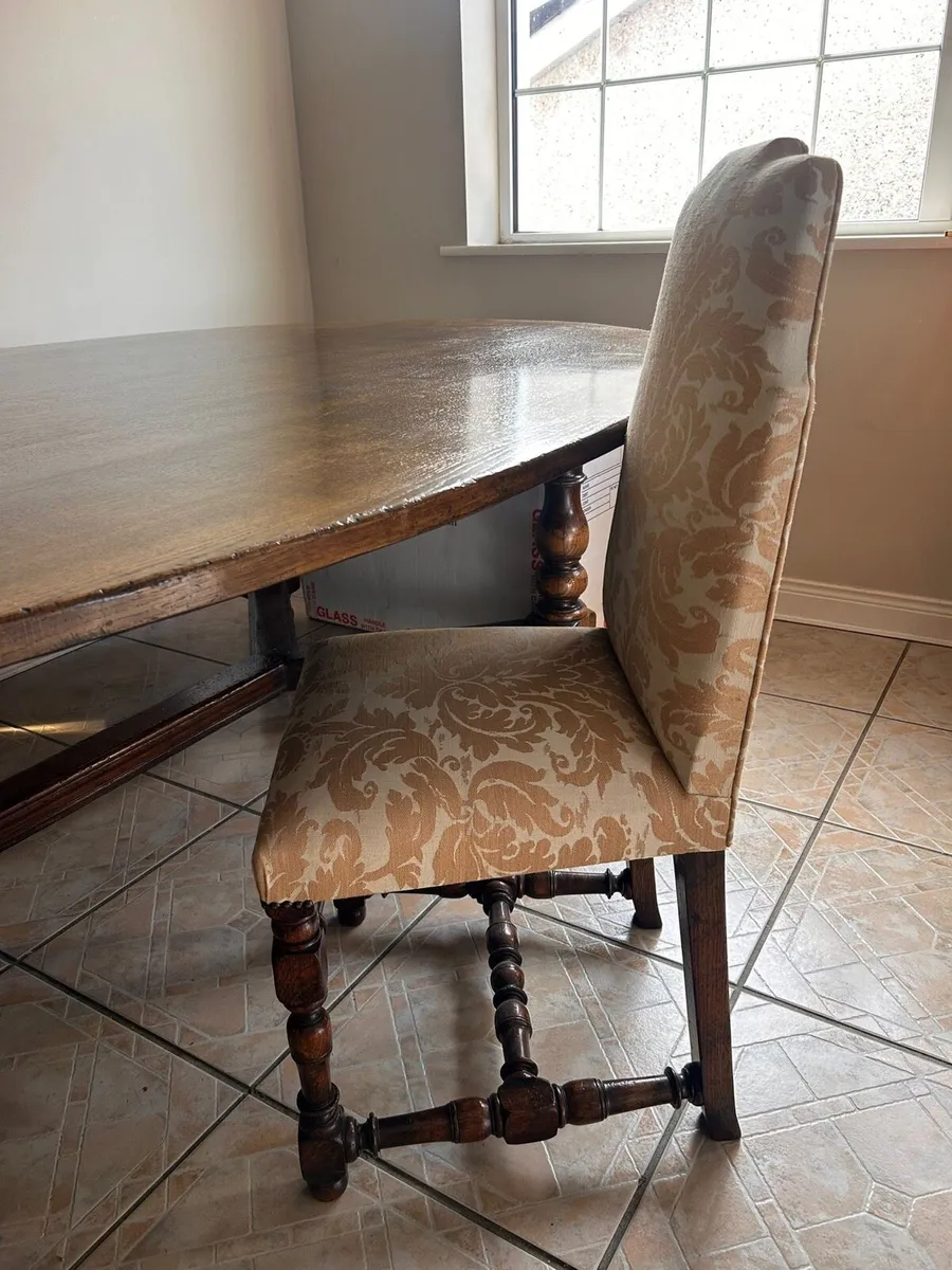 Large Solid Oak Dining Table & 12 Chairs - Image 3