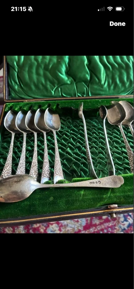 Antique Sterling Silver Spoons & Sugar Thongs Set - Image 4