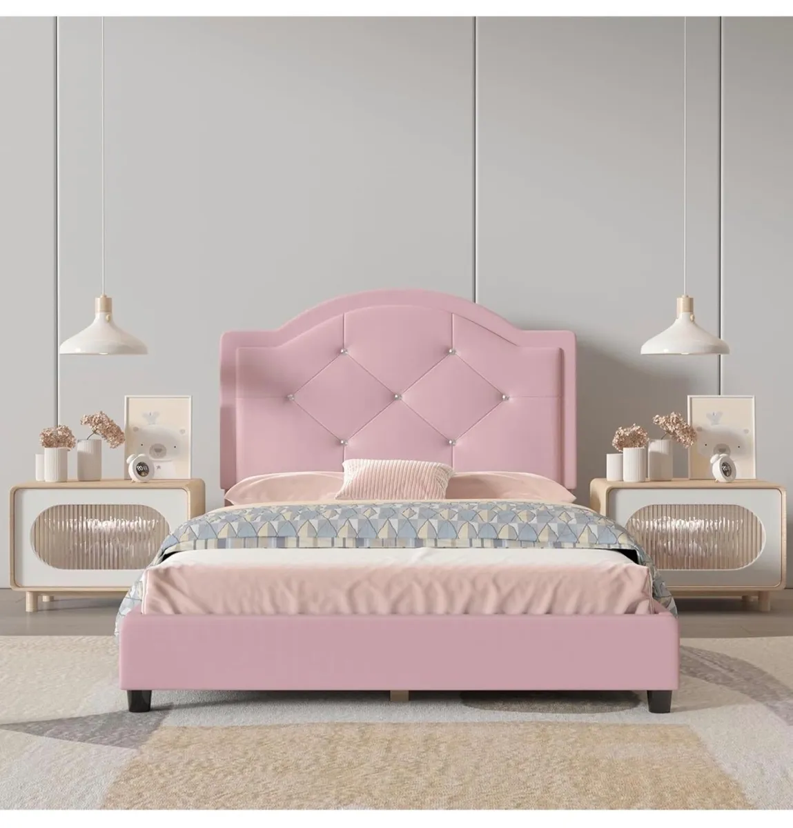 Kids Bed Frame, PVC Leather Single Children's Todd - Image 4