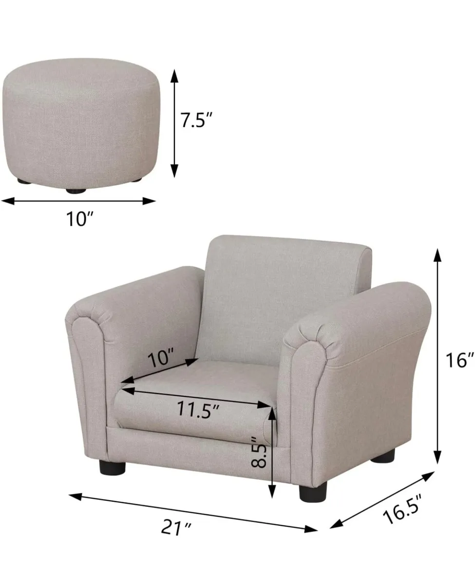 Kids Sofa Chair with Foot Stool,PVC Leather Childr - Image 3