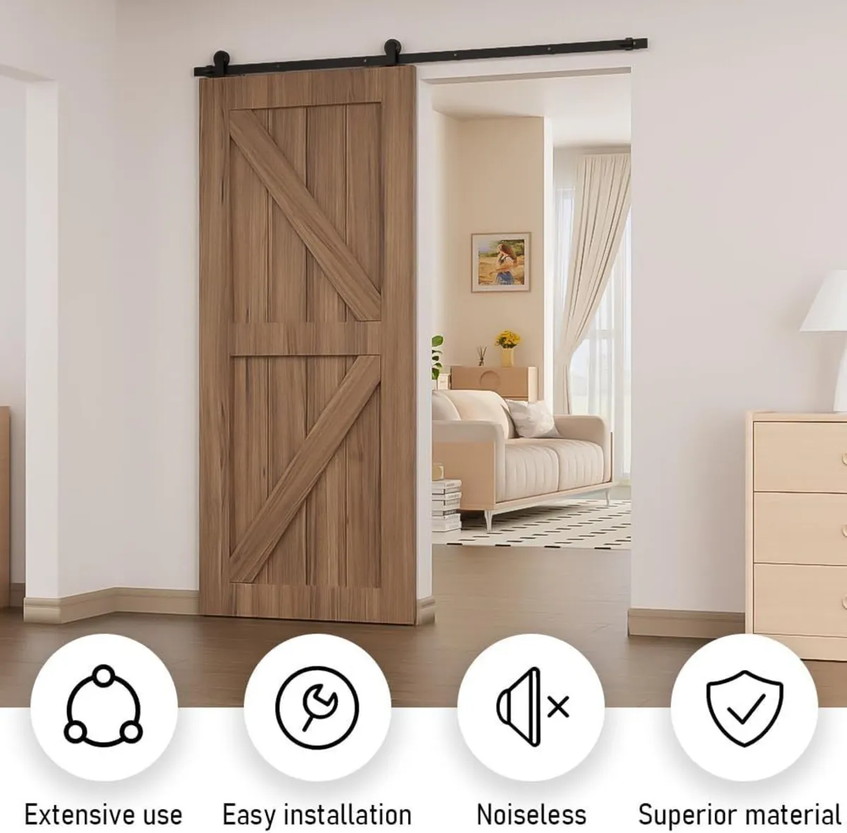 Barn Door Hardware Kit 5.5FT Door Track - Image 3