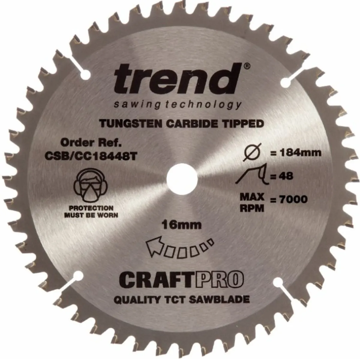 Trend CSB/CC18448T Blade Crosscut 184mm x 16mm 48t - Image 1
