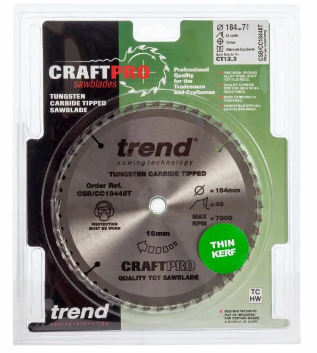 Trend CSB/CC18448T Blade Crosscut 184mm x 16mm 48t - Image 2