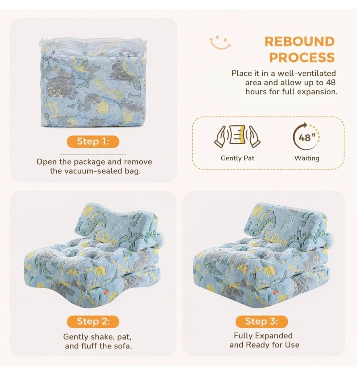 Folding Floor Sofa Chair With Plush Cover, Soft F - Image 2