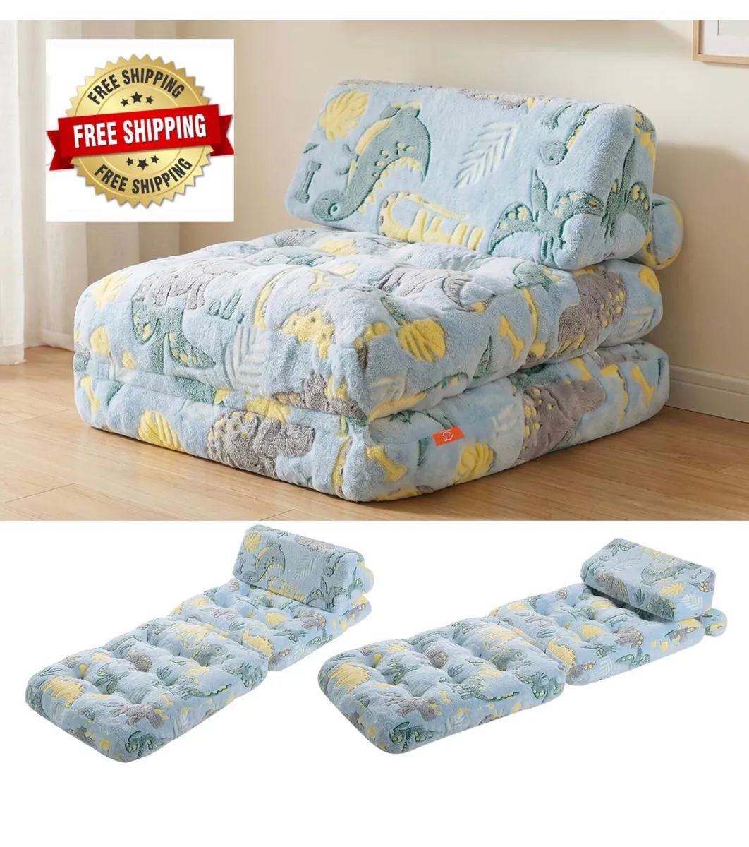 Folding Floor Sofa Chair With Plush Cover, Soft F - Image 1
